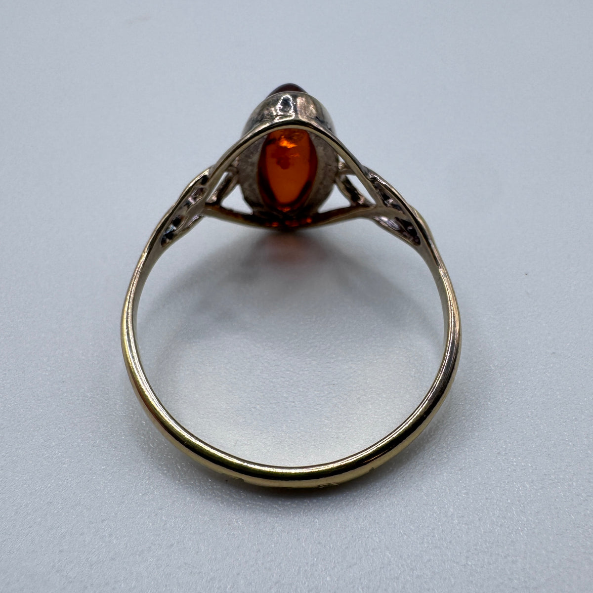 Jolie Bague en argent vermeil et ambre