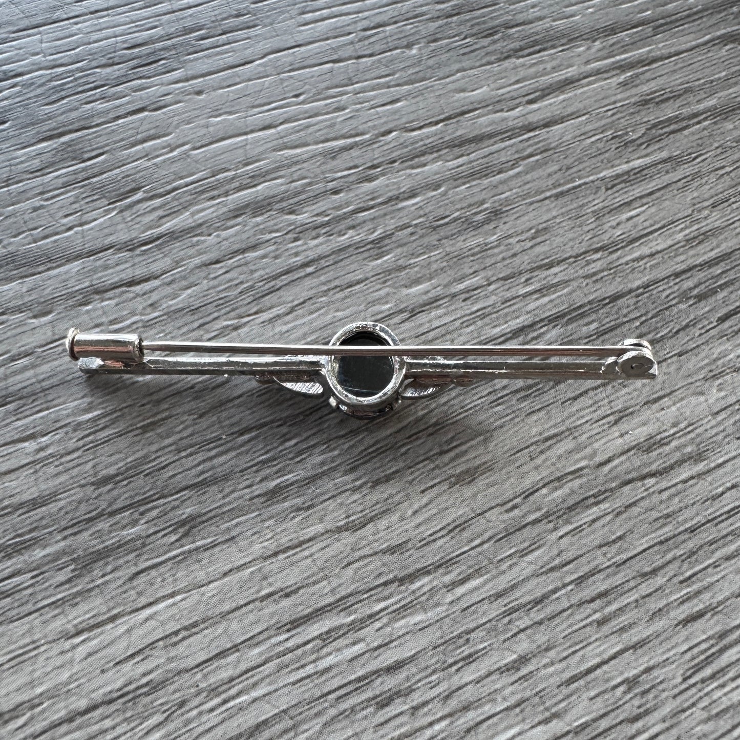 Broche ancienne Art Deco - argent massif et jais