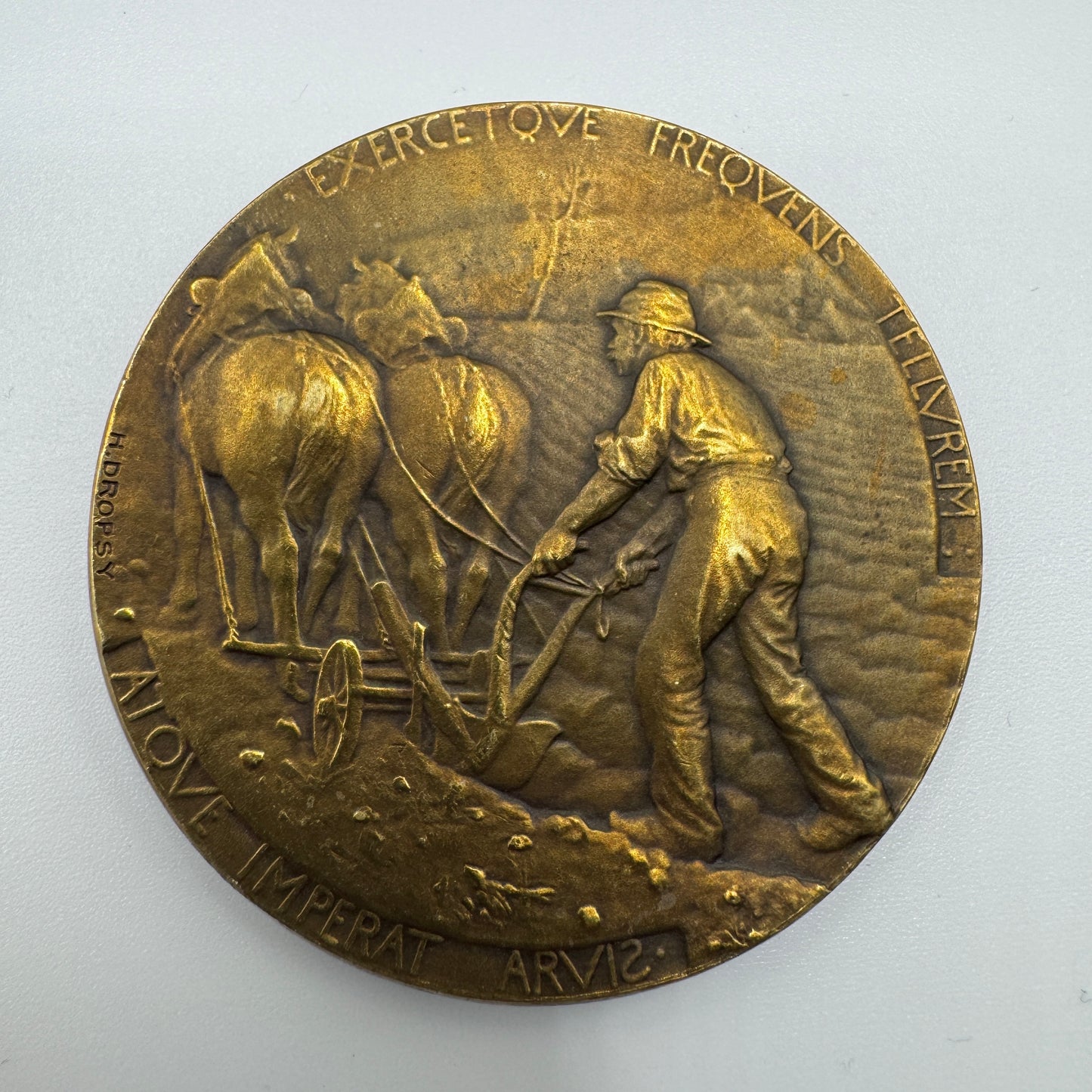 Médaille ancienne « scène champêtre » par Dropsy