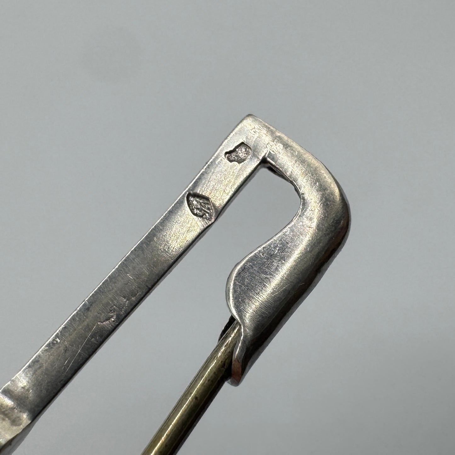 Broche ancienne barrette - argent massif et pierre violette