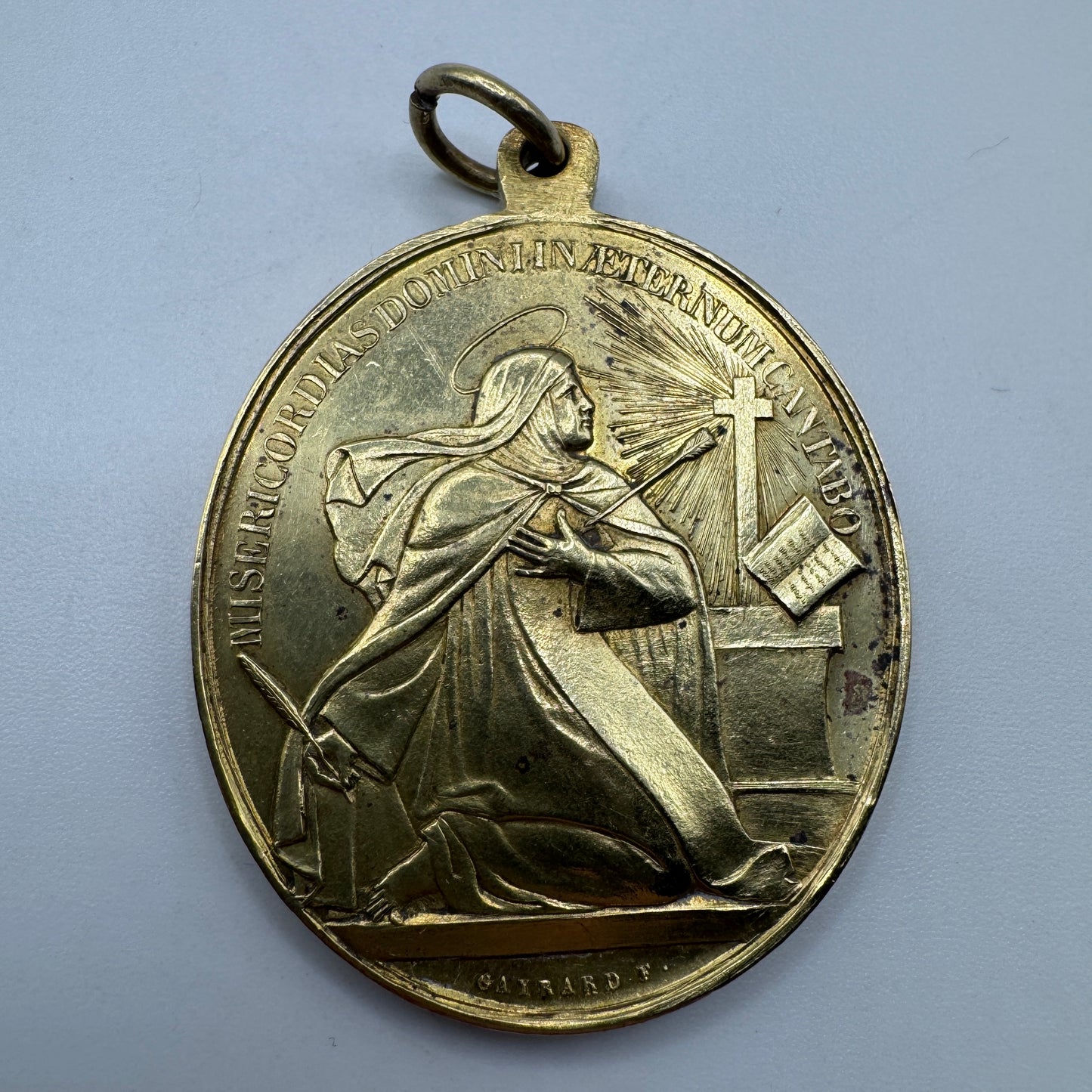 Rare grande Médaille religieuse ancienne « seigneur souffrir et être méprisé pour vous »