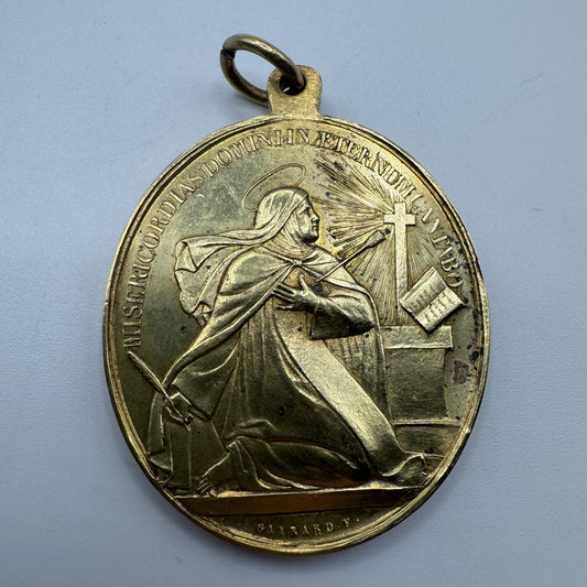 Rare grande Médaille religieuse ancienne « seigneur souffrir et être méprisé pour vous »