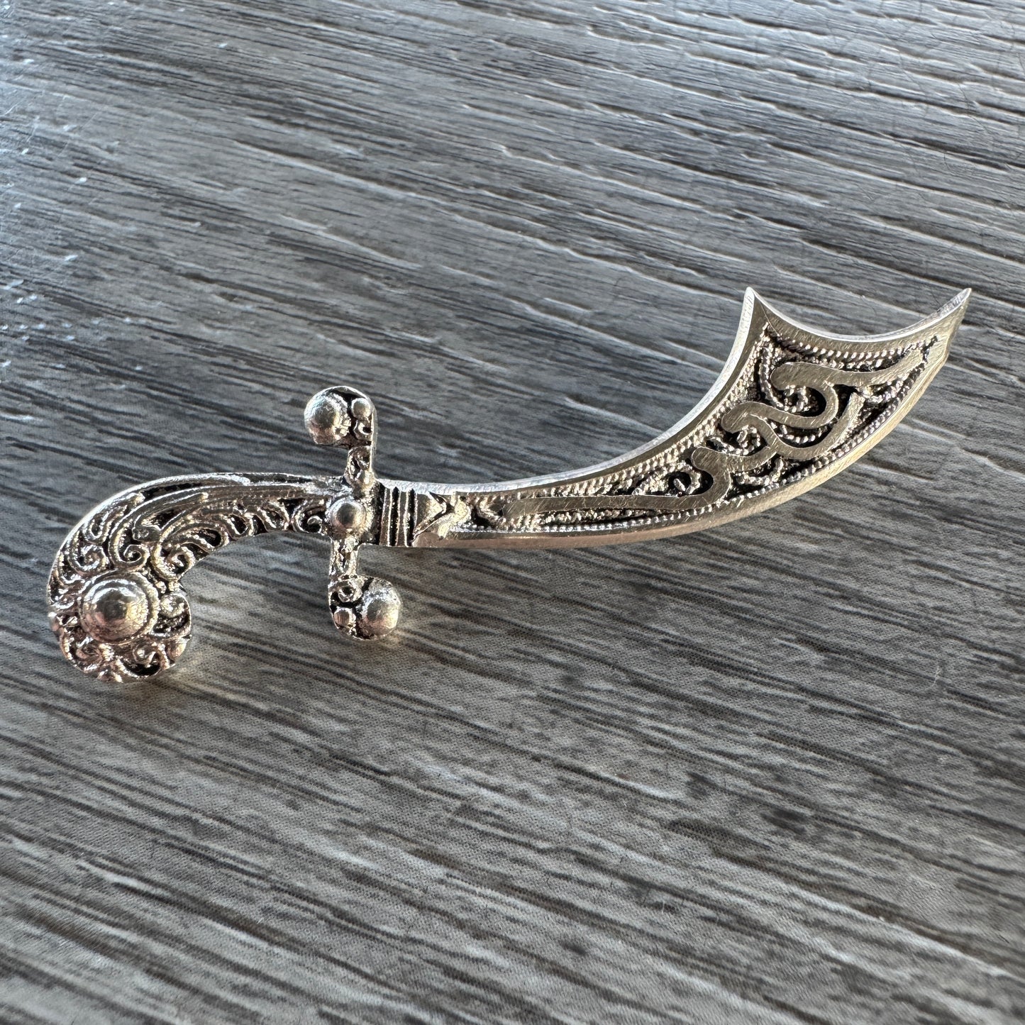 Broche ancienne « sabre scimitar » argent massif
