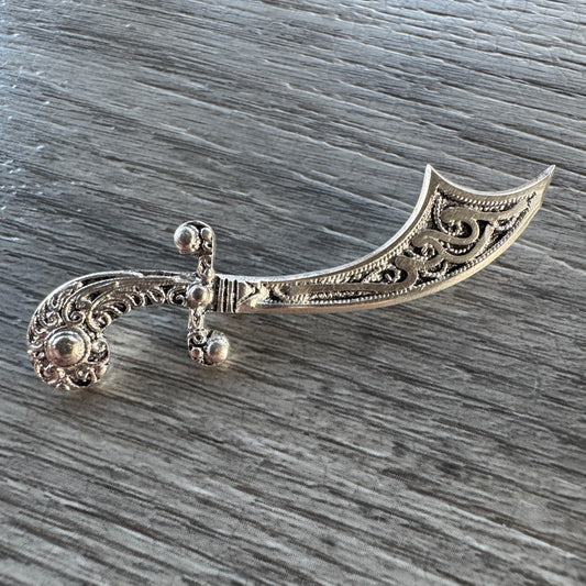 Broche ancienne « sabre scimitar » argent massif