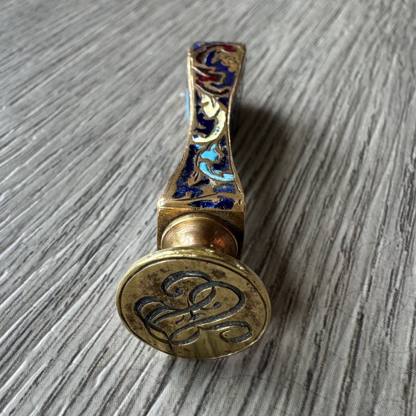 Cachet Sceau ancien Napoléon III - bronze emaillé