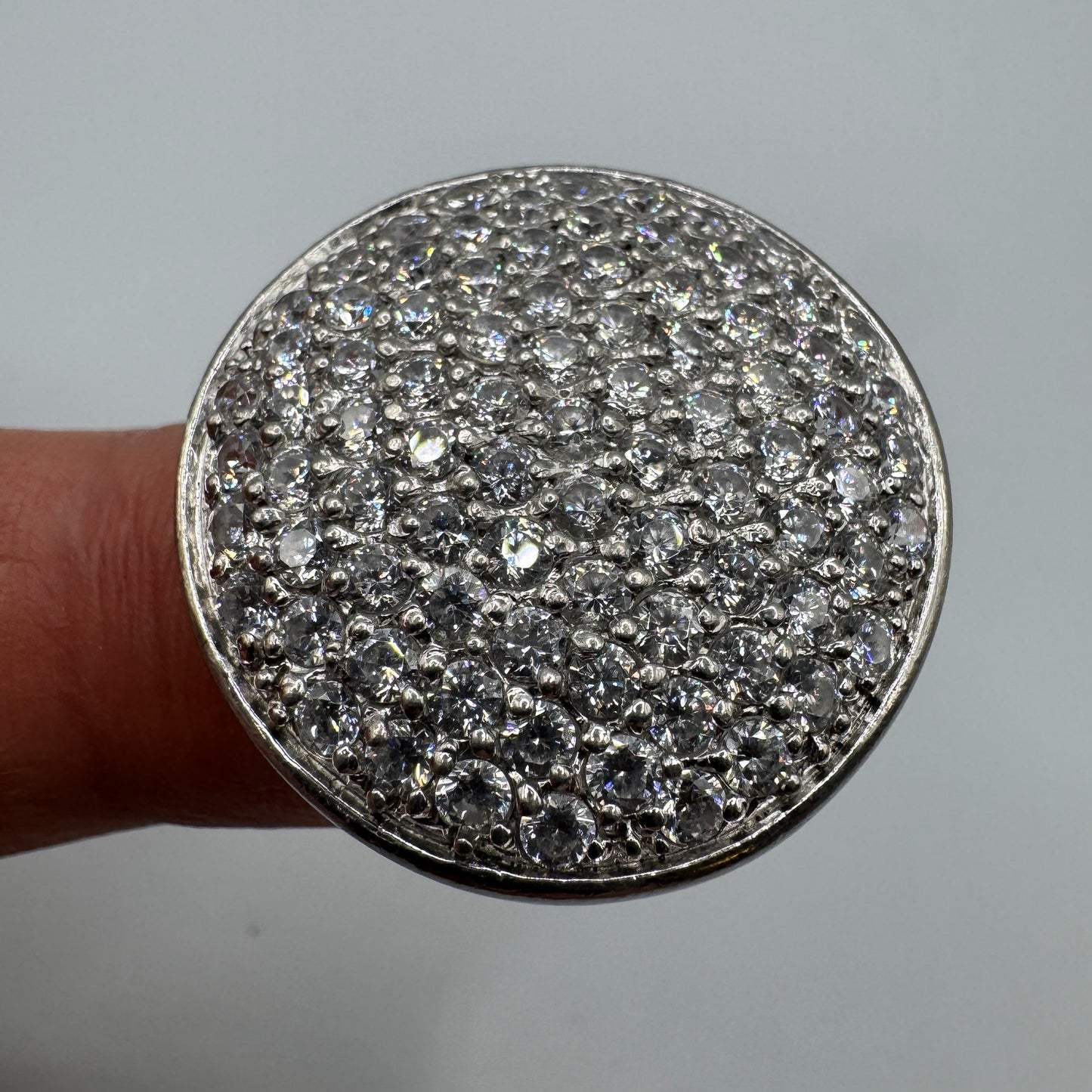 Grosse Bague en argent et brillants