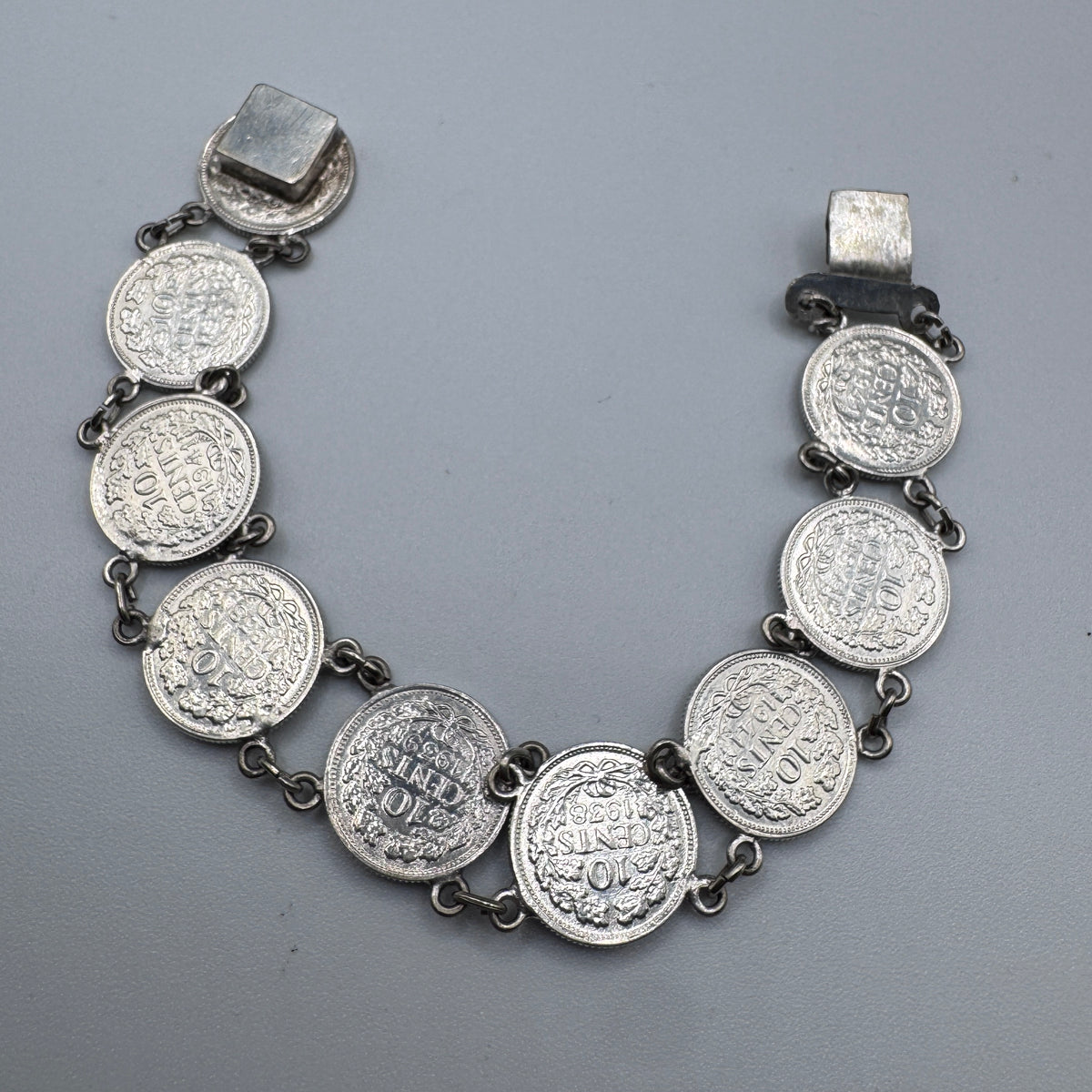 Bracelet ancien « monnaies Reine Wilhelmine en argent 640/1000