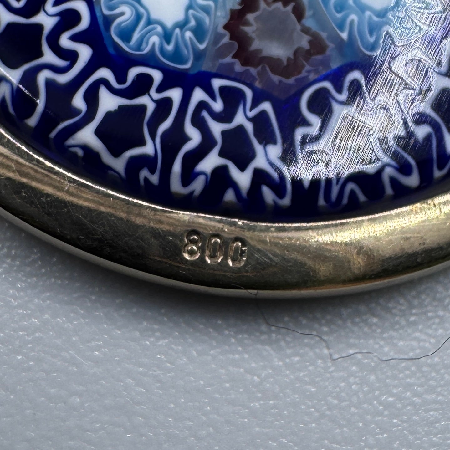Pendentif vintage verre de Murano - « Millefiori » argent vermeil
