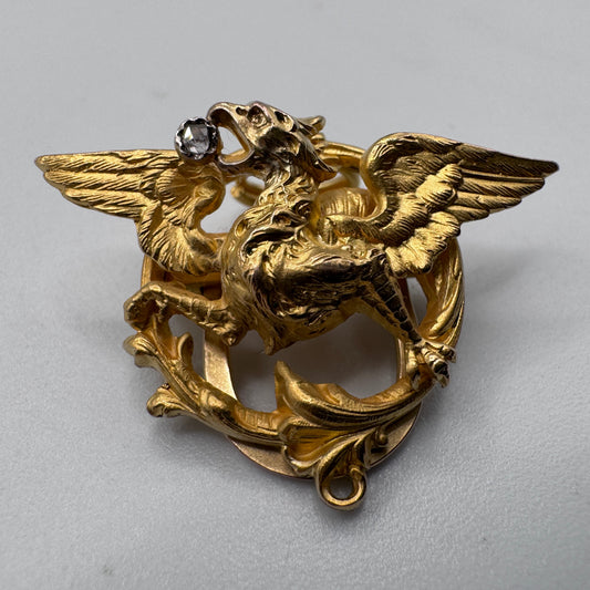 Passant de sautoir Art Nouveau « griffon » - plaqué or FIX