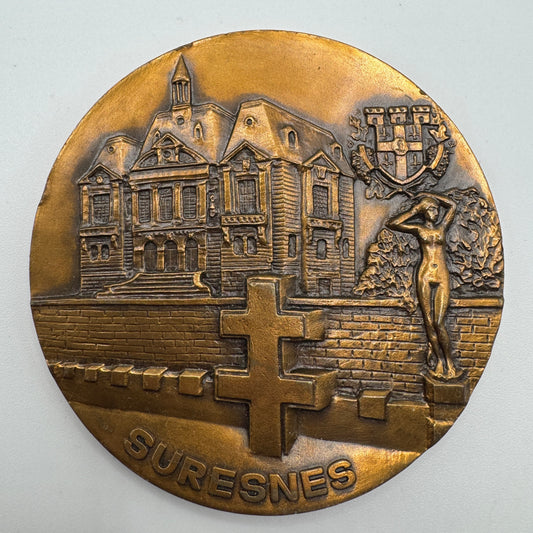 Medaille artistique ancienne en bronze « Ville de Suresnes »