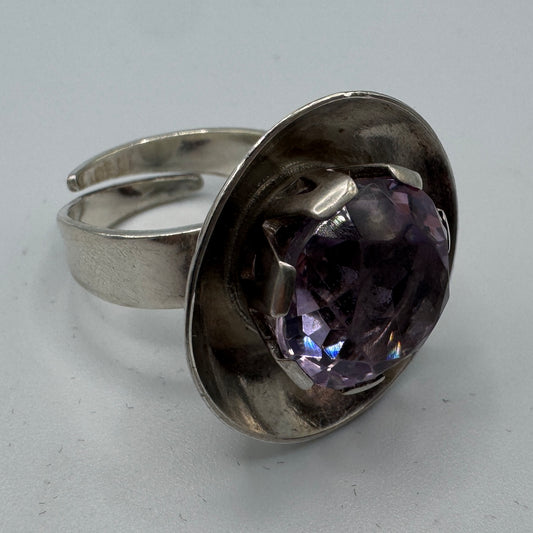 Bague vintage Design - argent massif et pierre violette