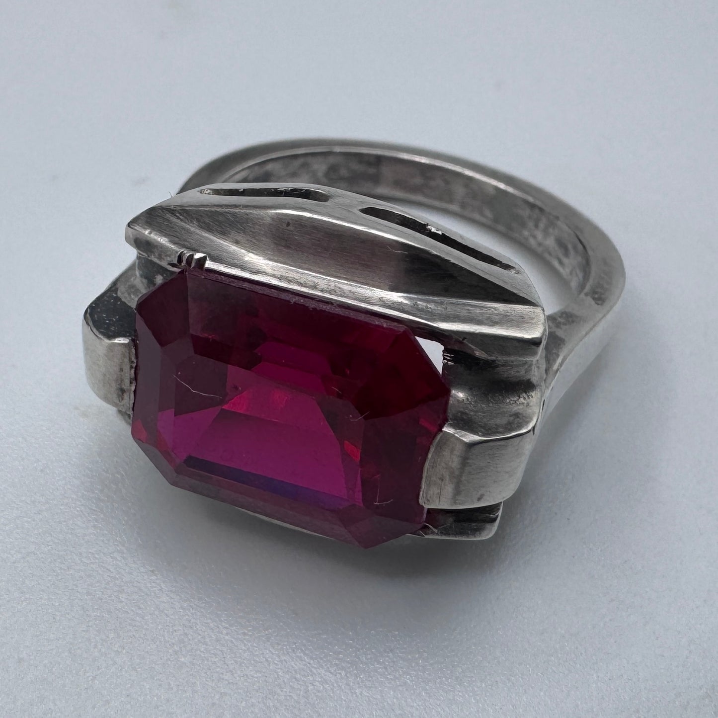Superbe bague ancienne Art Deco argent massif - neuf stock ancien bijoutier