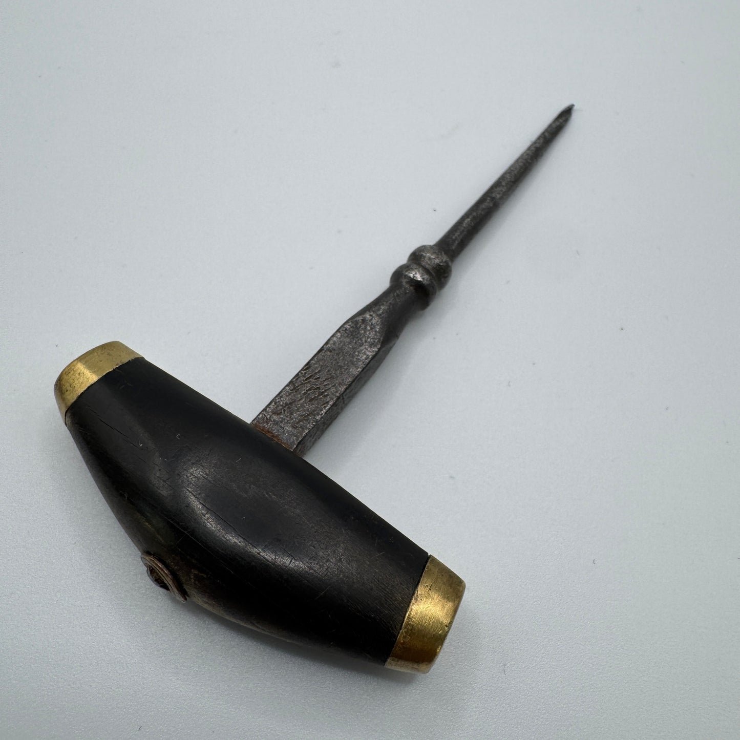 Ancienne Vrille Tire Bonde De Tonnelier bronze, acier et corne