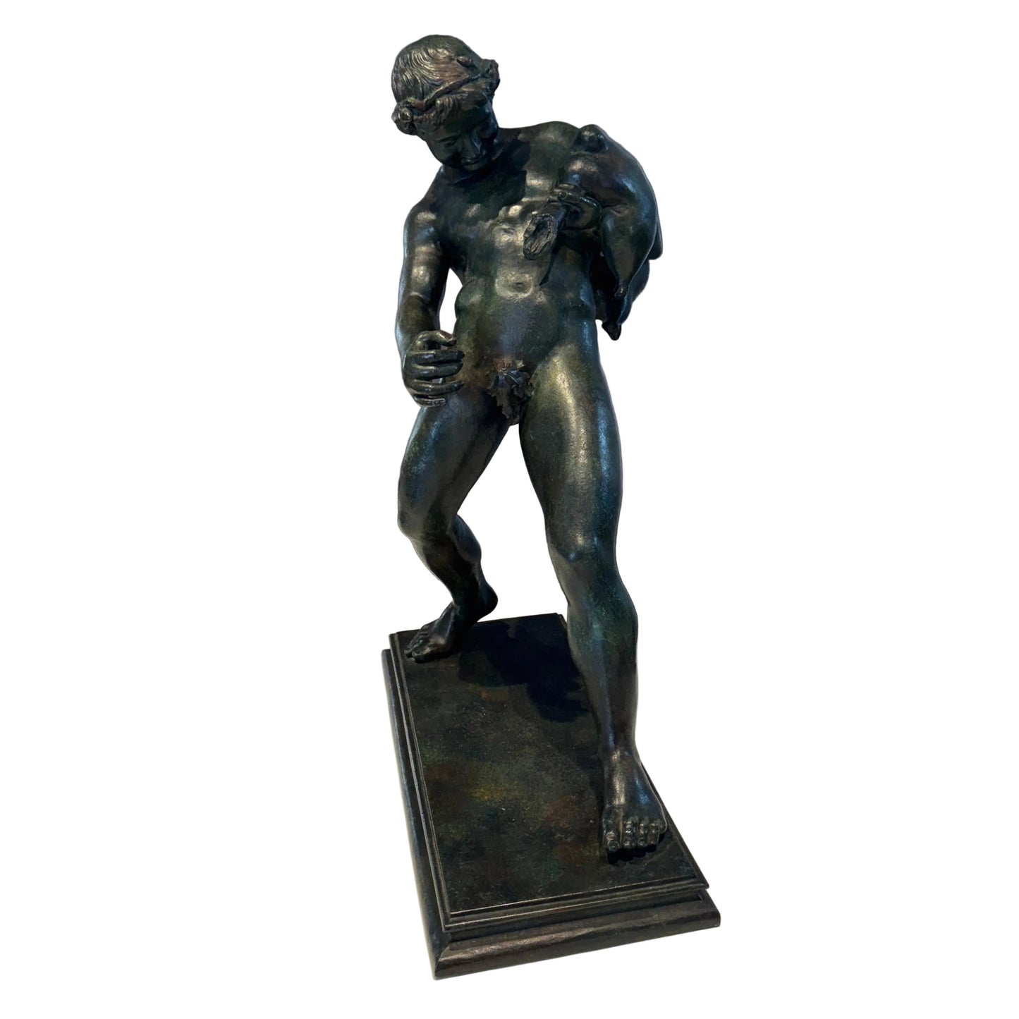 Sculpture en bronze a l’antique XIXeme - « Le faune et l’outre de vin » d’après Sabatino de Angelis (1838-1915)