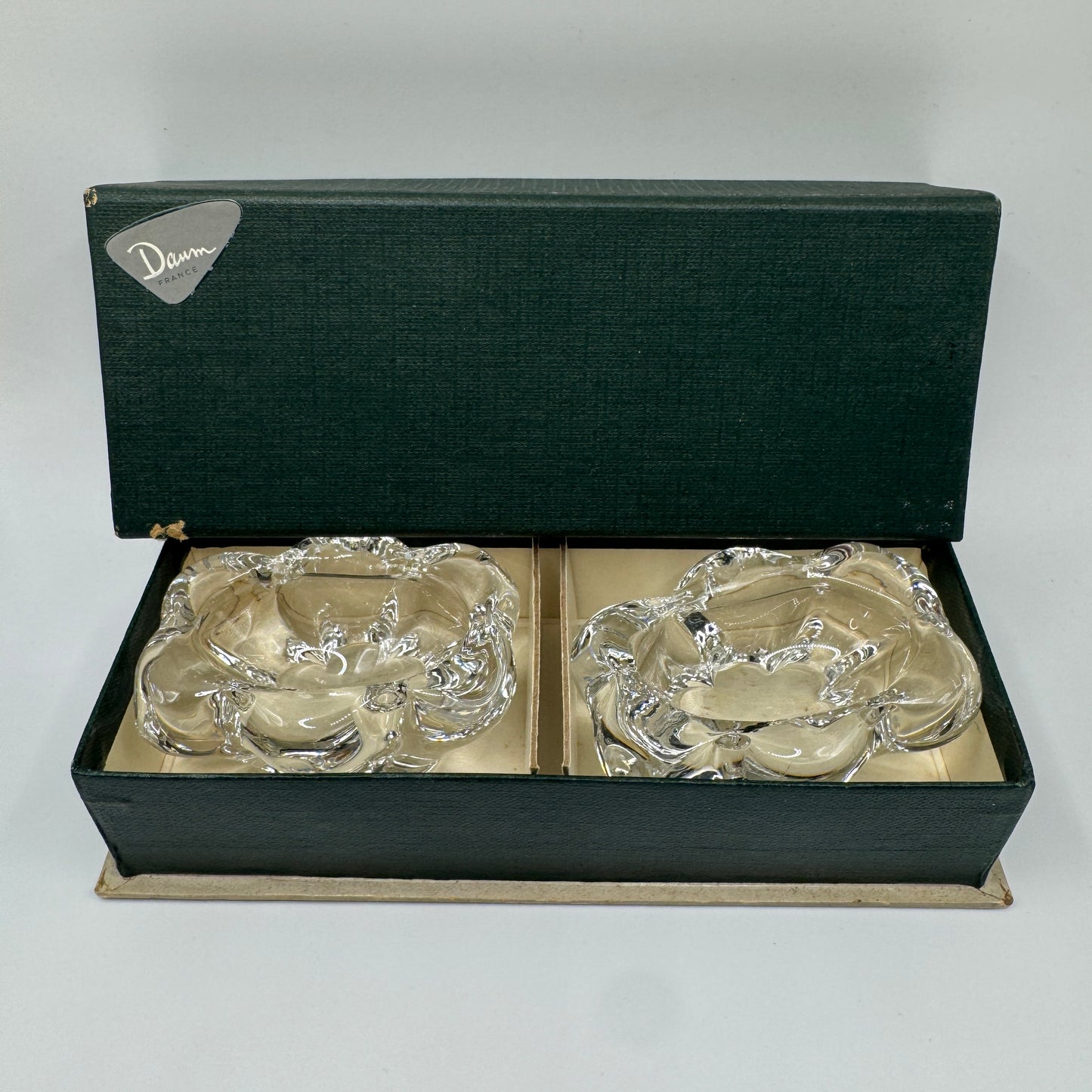 Paire de salerons anciens en cristal DAUM