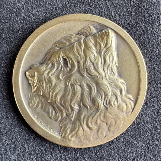 Medaille ancienne en bronze « concours canin » signée Contaux