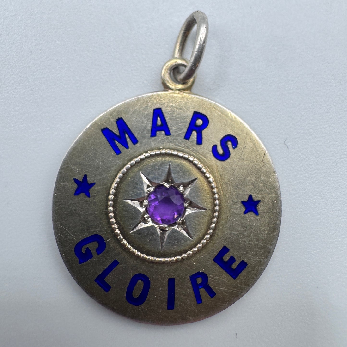 Rare Pendentif ancien porte bonheur « Mars - gloire » en argent vermeil