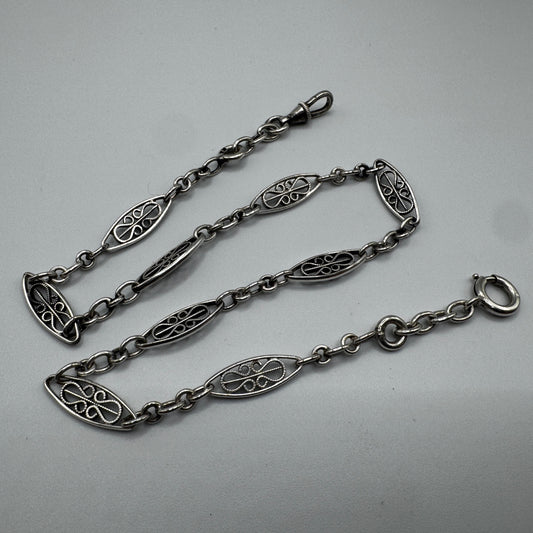 Chaine de montre à gousset ancienne - argent massif