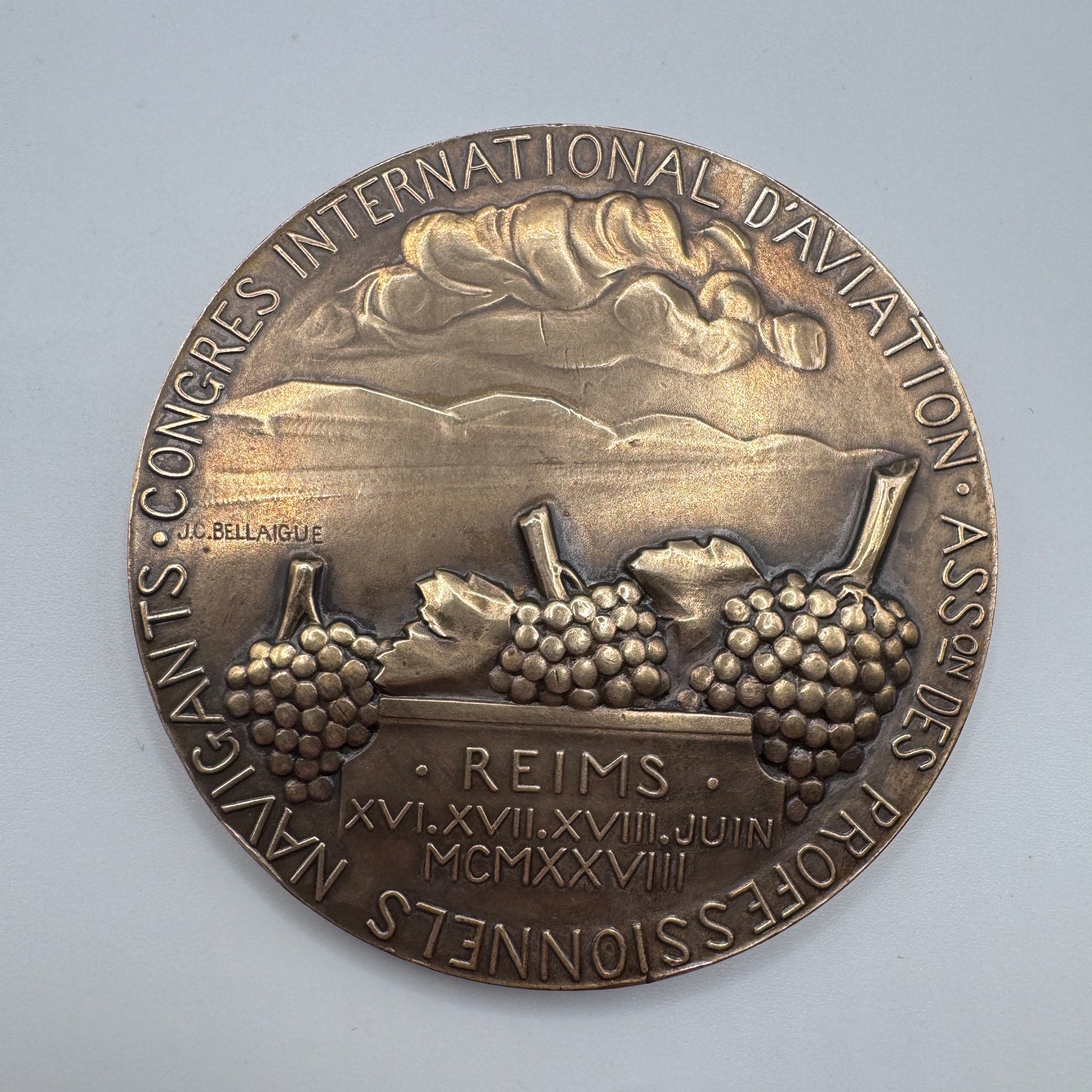 Médaille ancienne « congrès international d’aviation - REIMS 1928 »