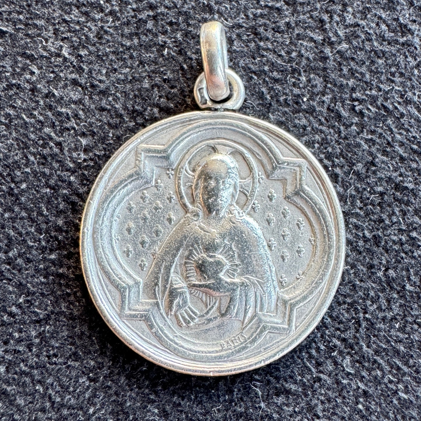 Médaille religieuse ancienne en argent « cœur de Jesus »