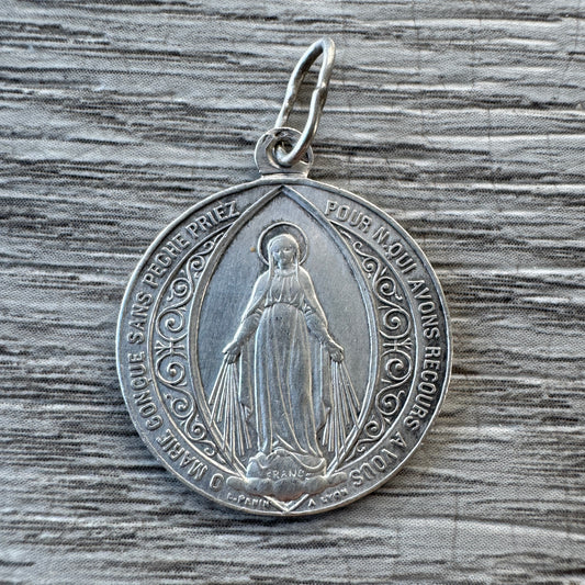 Médaille religieuse ancienne en argent « association des enfants de Marie »