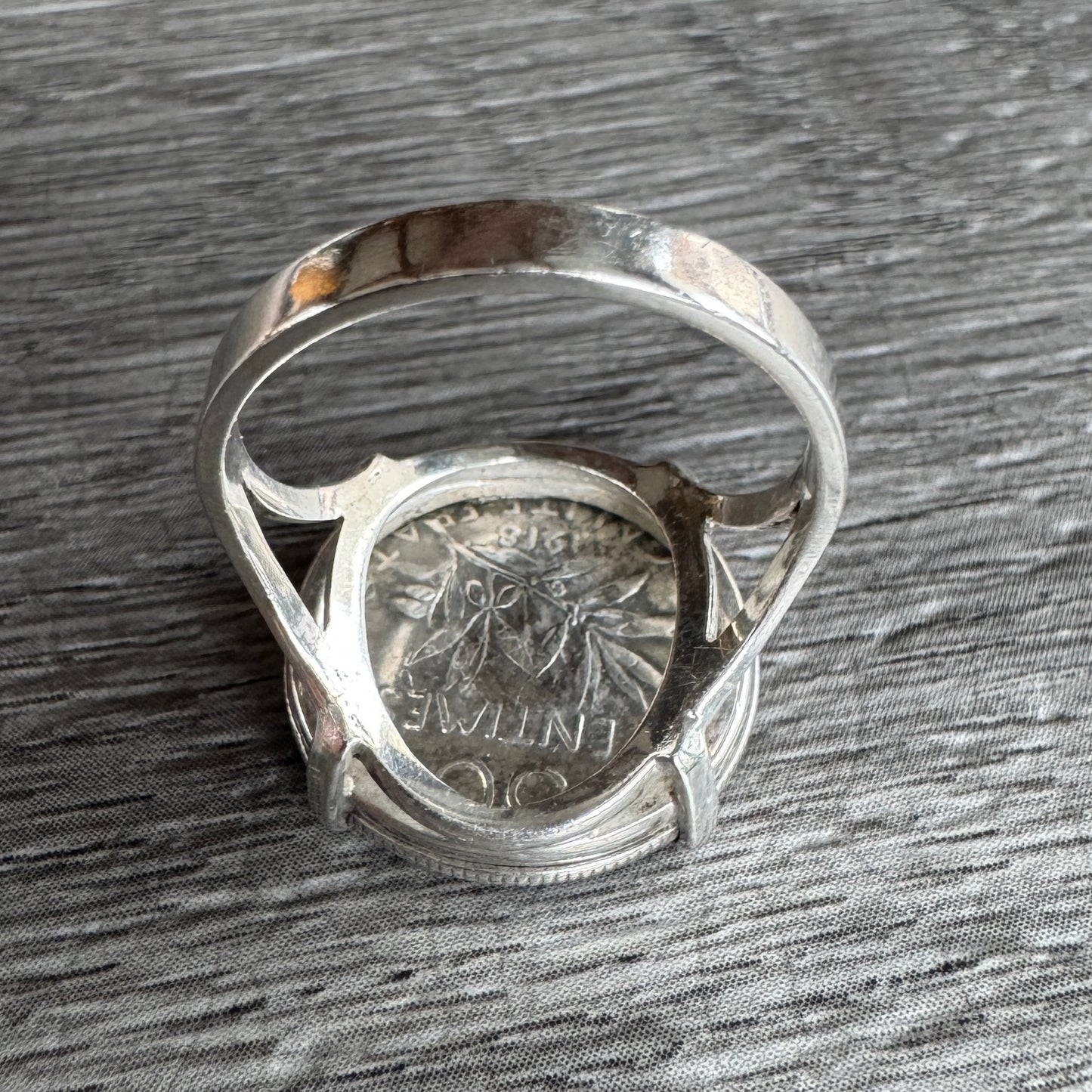 Bague ancienne en argent « monnaie 50 centimes semeuse »