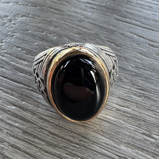 chevalière en argent et onyx