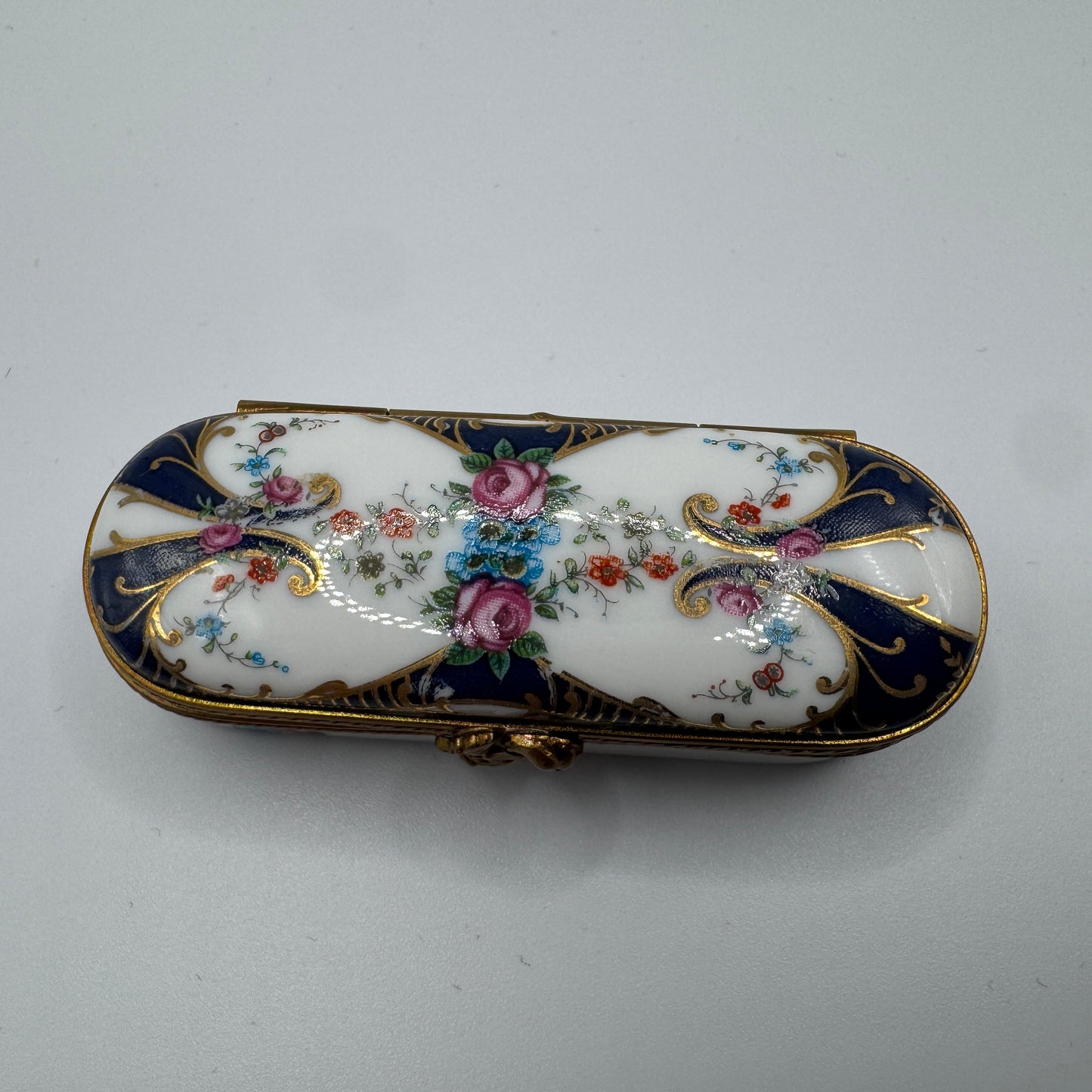 Boîte à Pilules en Porcelaine - décor floral