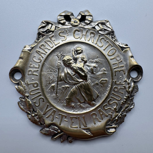 Superbe plaque de voiture ancienne vers 1900 « Saint Christophe » signée TAIRAC