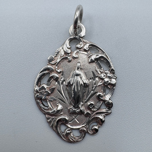 Superbe Médaille religieuse ancienne -  « Sainte Vierge » - argent
