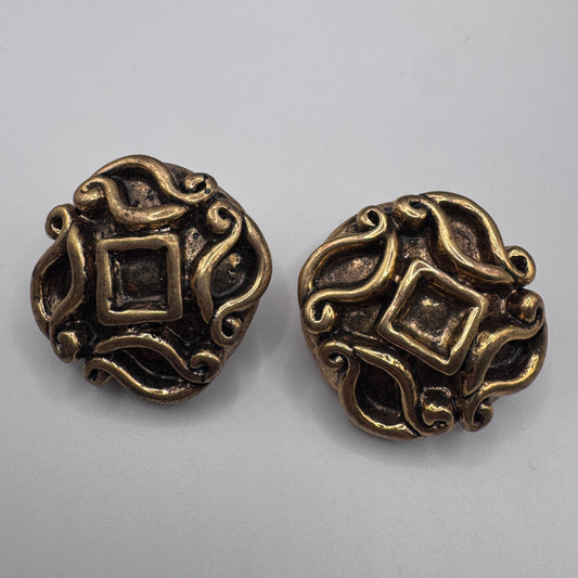 Jolis grands Clips vintage - plastique métallisé bronze