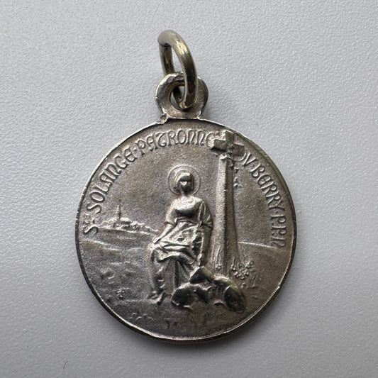 Medaille religieuse ancienne « Sainte Solange »