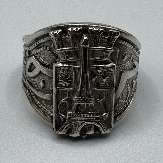 Bague ancienne « souvenir de la Tour Eiffel » - métal argenté