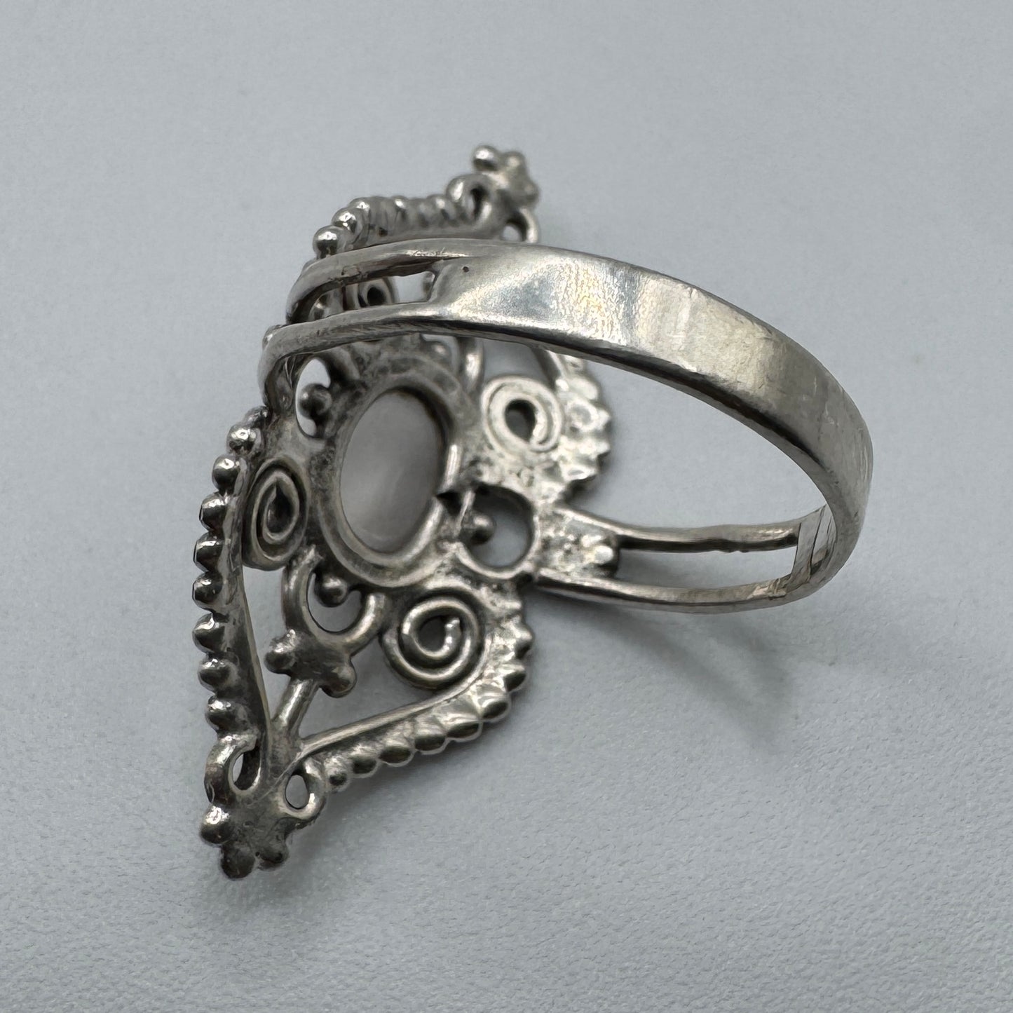 Jolie Bague en argent et pierre quartz rose