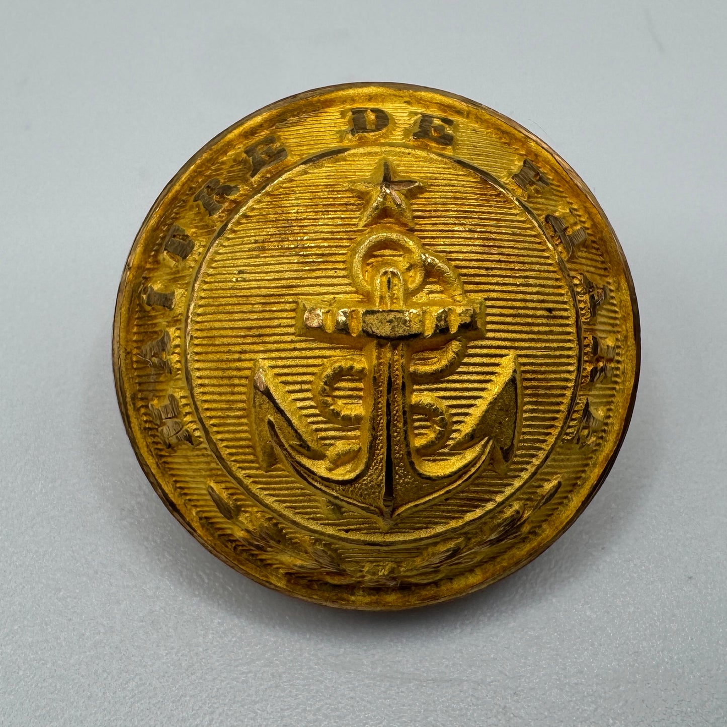 Rare Bouton ancien D’officier Plaque Or - «  Maître De Phare »