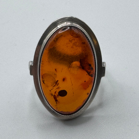 Jolie Bague en argent et ambre