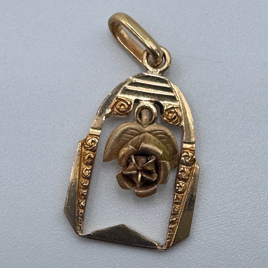 Petit Pendentif ancien Art Deco - plaque or
