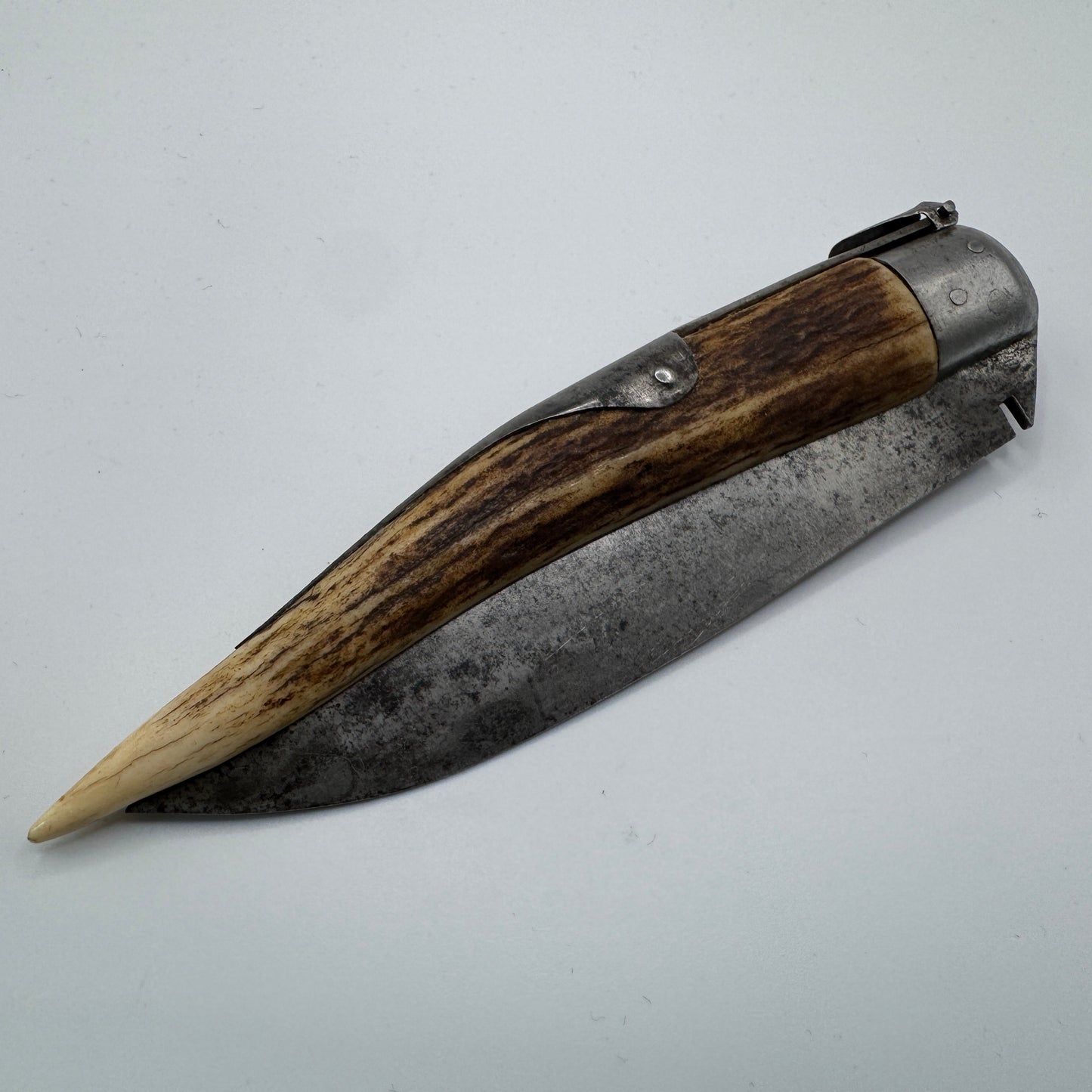 Rare grand Couteau pliant ancien XIXe Albacete/Navaja - « chasse au cerf »