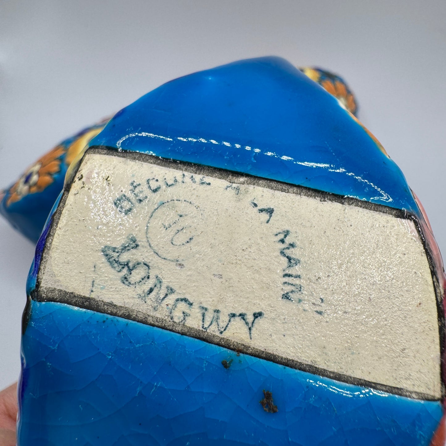 Paire de sabot ancien en faïence de Longwy