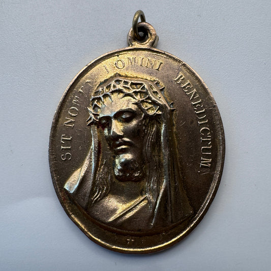 Rare grande Médaille religieuse ancienne « le Christ »