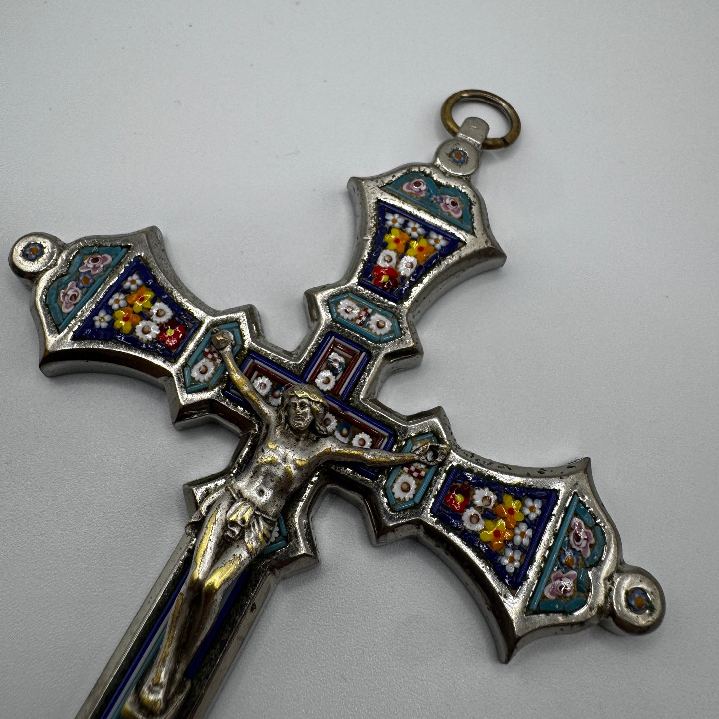 Grande Croix Pectorale En Micro Mosaïque XIXe Italie