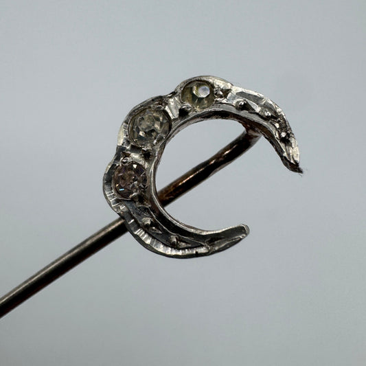 Épingle à cravate ancienne vers 1900 « croissant » - argent massif