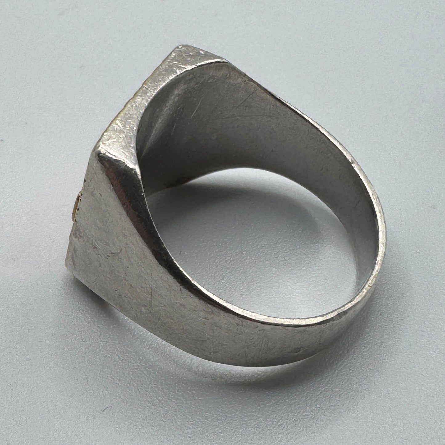 Jolie chevalière vintage monogramme SR - argent massif et or 18 carats