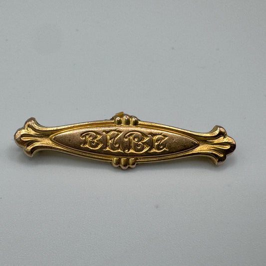 Broche ancienne plaque or « Bébé »