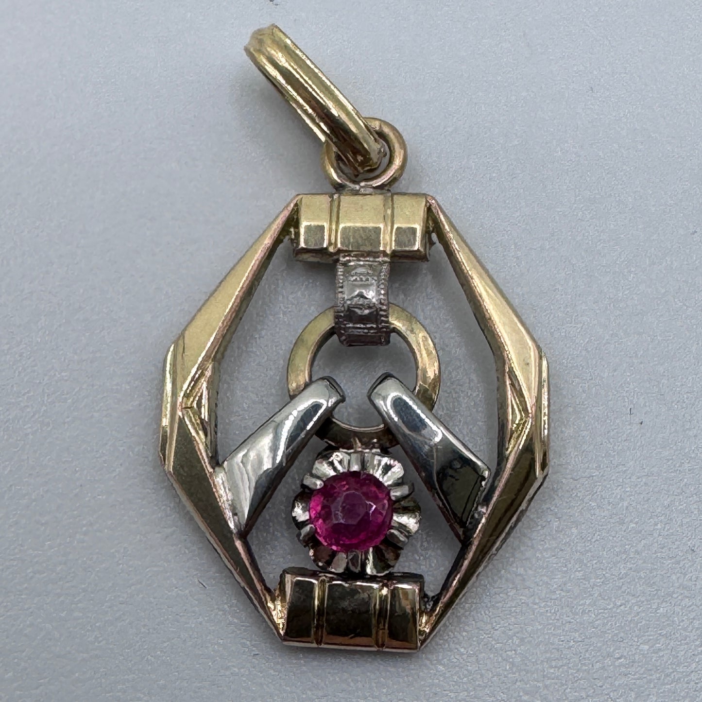 Pendentif ancien Art Deco en plaqué or ORIA