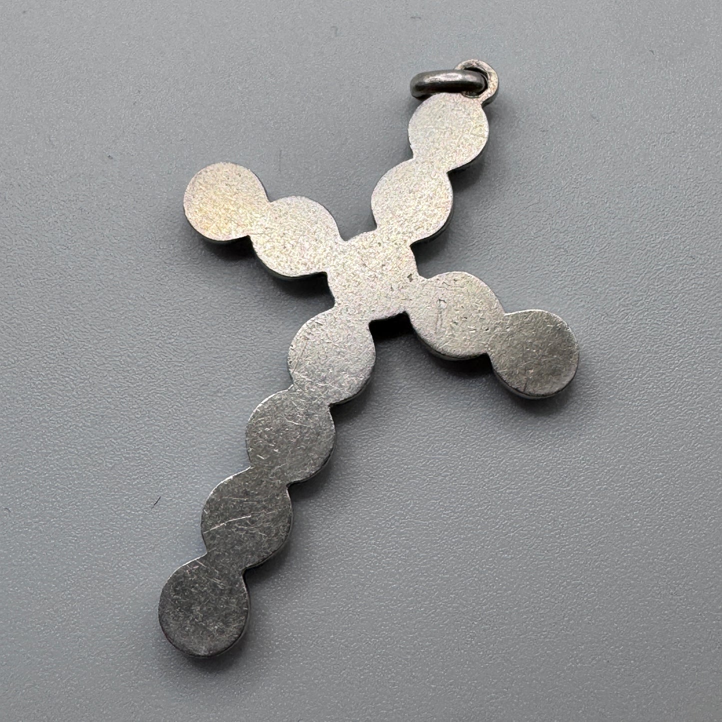 Superbe grande Croix ancienne de Sainte Thérèse - argent émaillé