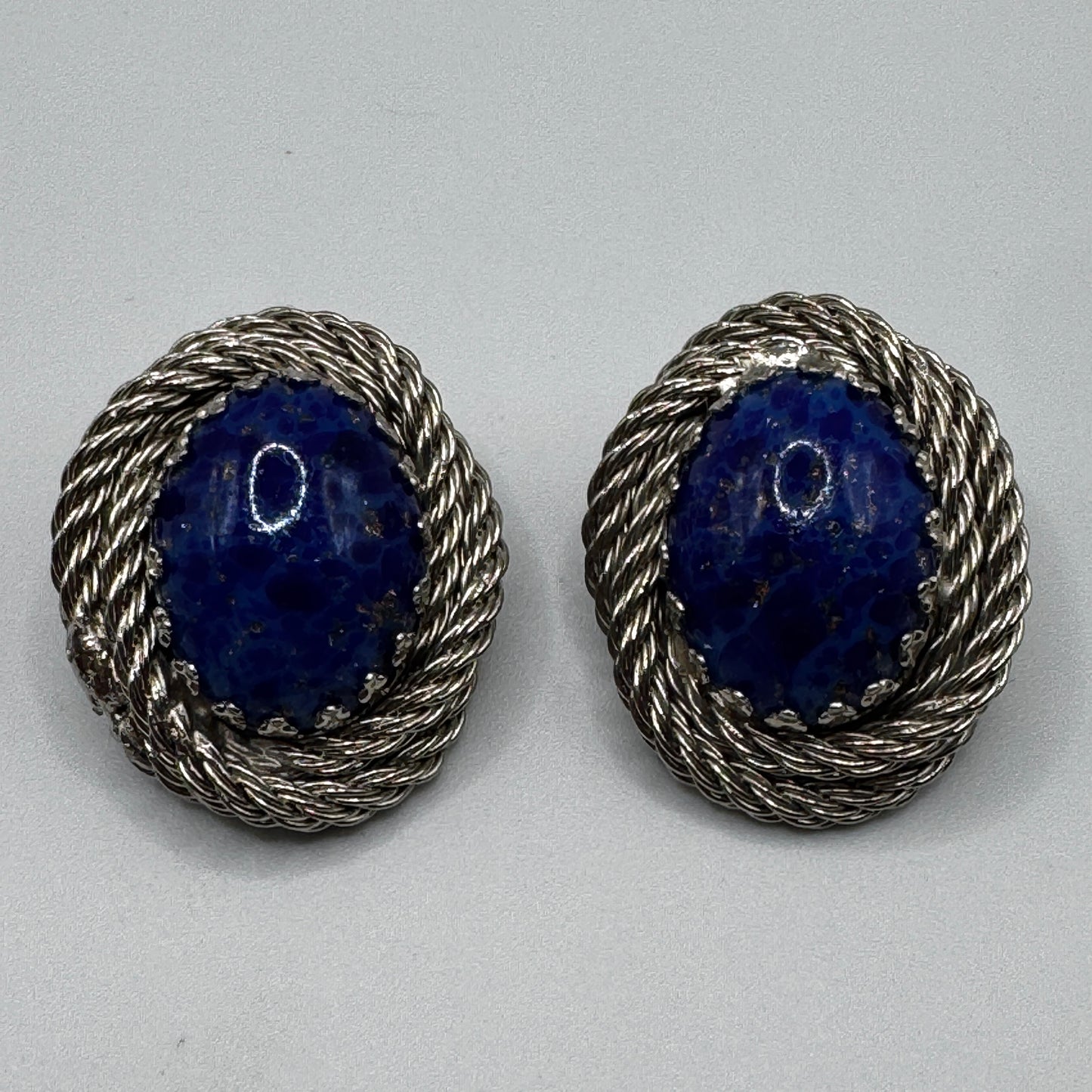 Grands Clips d’oreilles Vintage - métal et pâte de verre