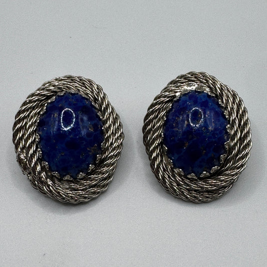 Grands Clips d’oreilles Vintage - métal et pâte de verre