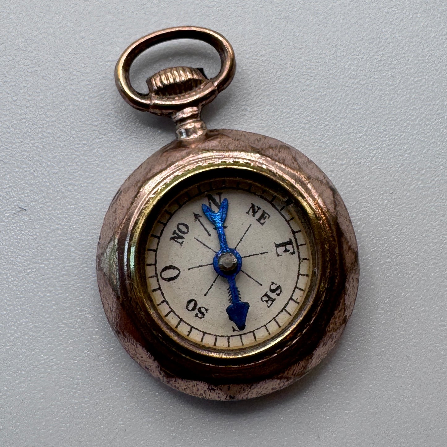 Boussole miniature ancienne plaqué or - format gousset