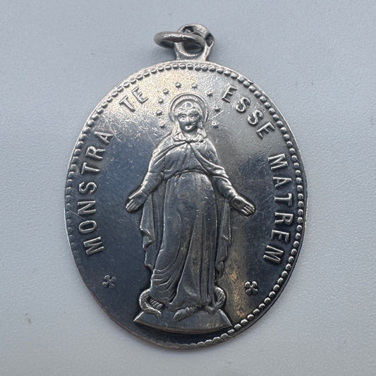 Medaille religieuse ancienne « Congrégation des enfants de Marie » - argent